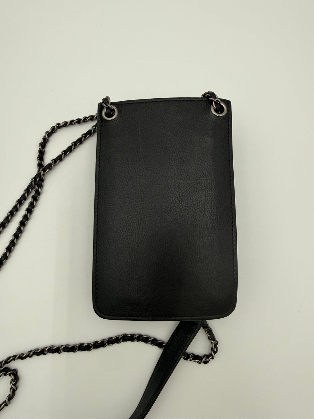 Chanel vintage black leather phone holder