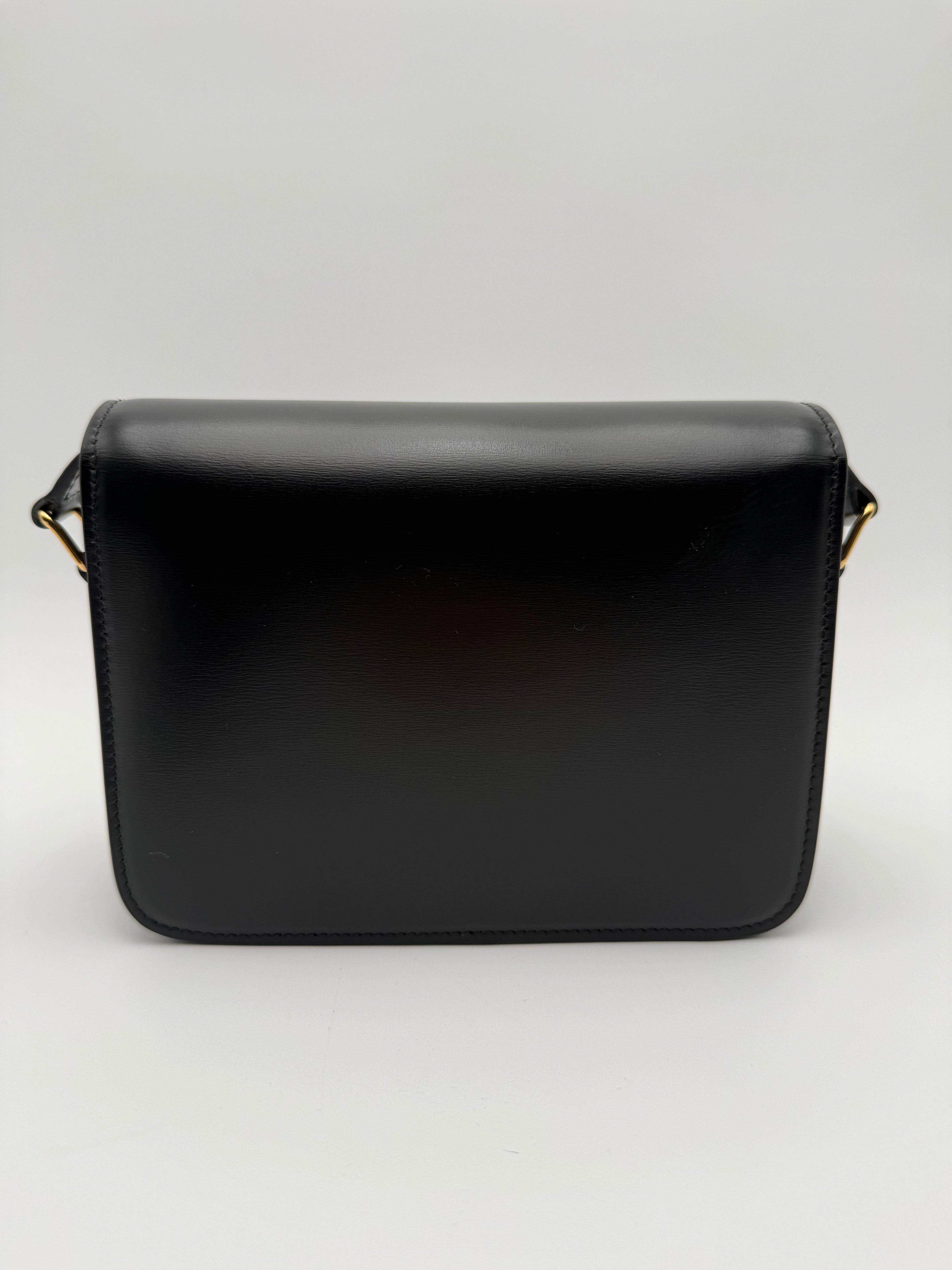 Celine Triomphe Teen Nera in Pelle di Vitello lucida