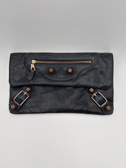 Balenciaga Pochette Giant Envelope in pelle di Agnello Blu