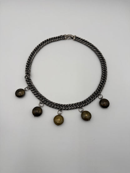 Bottega Veneta Collana intrecciato in Argento Ossidato con Medaglioni