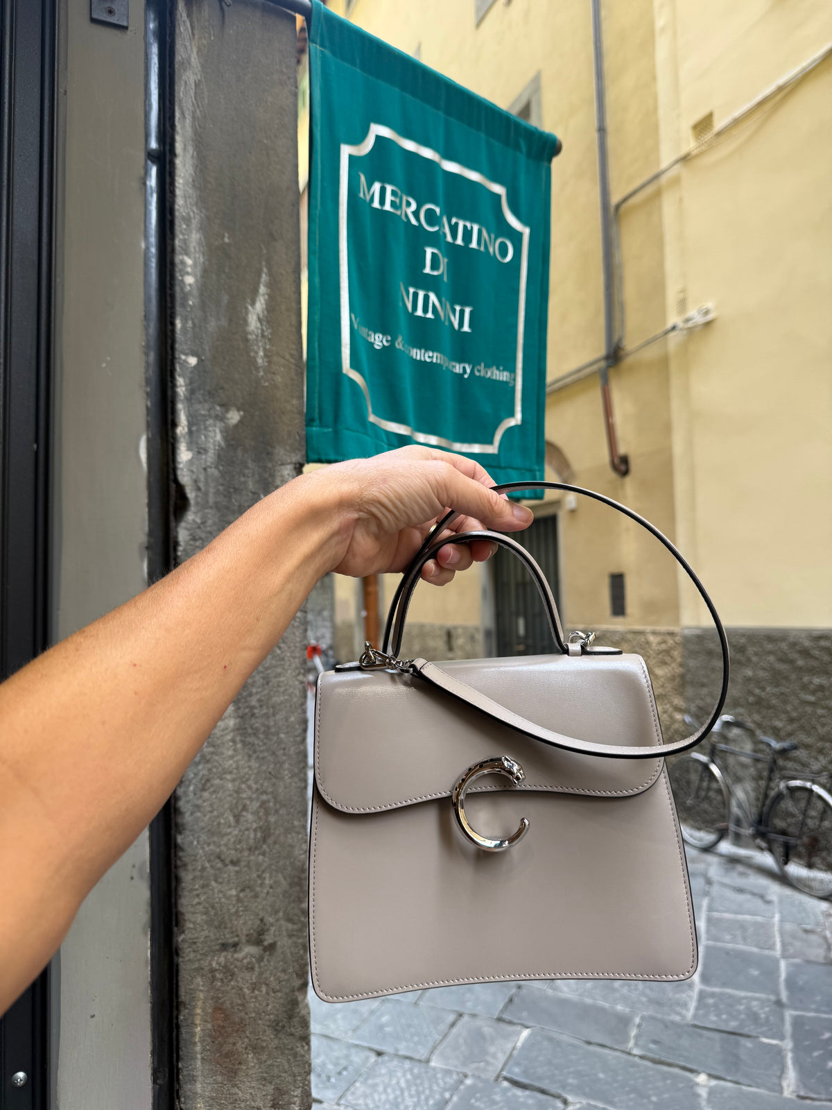 Borsa Cartier Panthère C Top in Pelle Grigio/Taupe