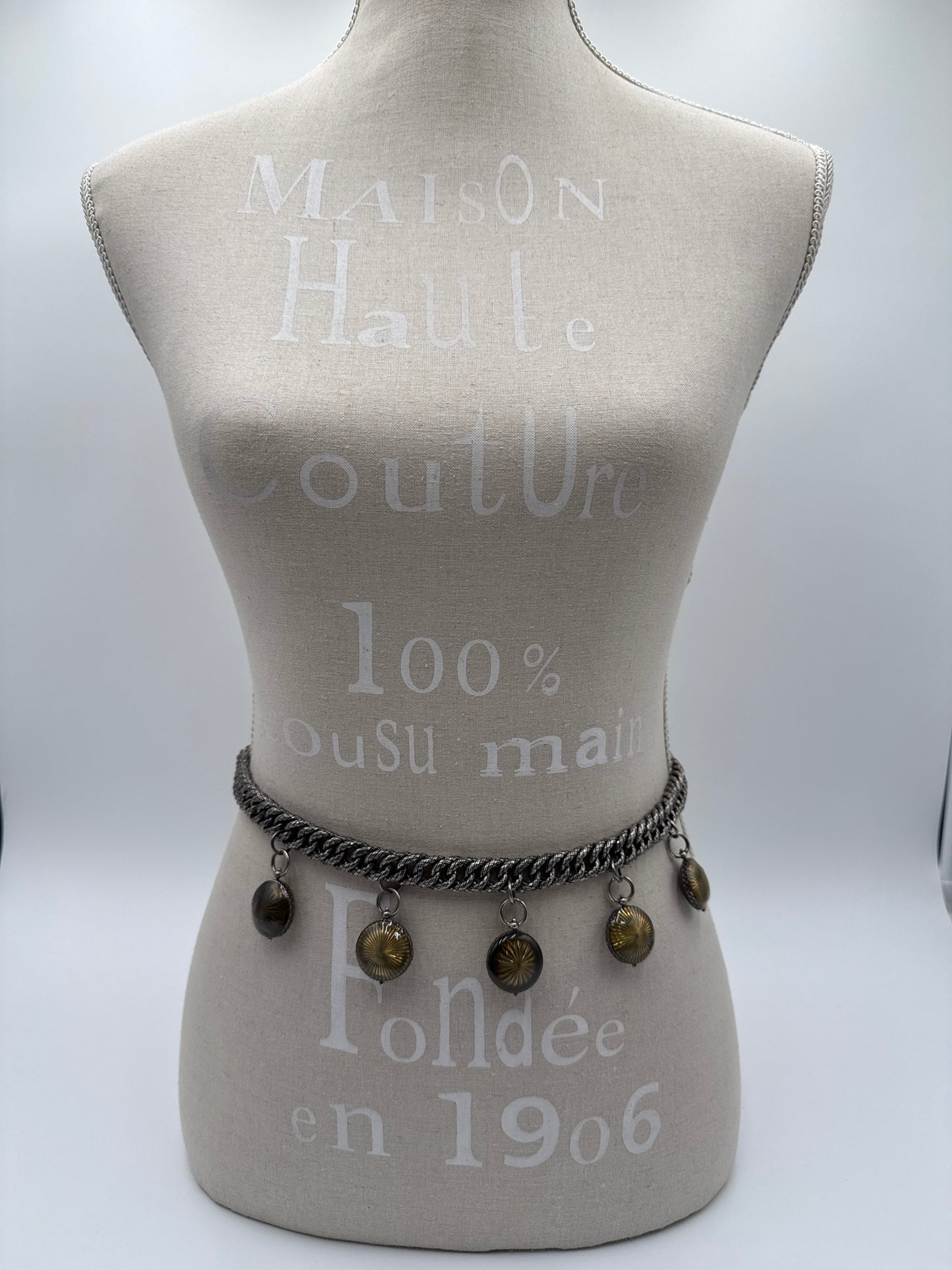 Bottega Veneta Collana intrecciato in Argento Ossidato con Medaglioni