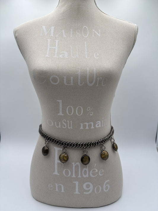 Bottega Veneta Collana intrecciato in Argento Ossidato con Medaglioni