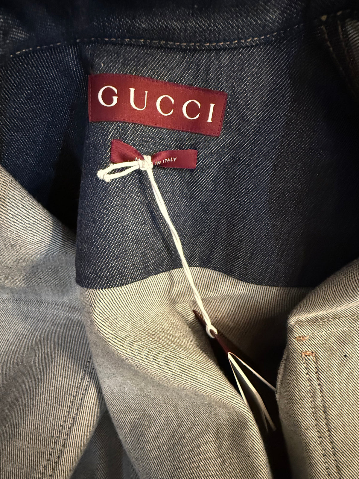Gucci Abito Chemisier in  Denim Scuro con Cintura e Banda Logo