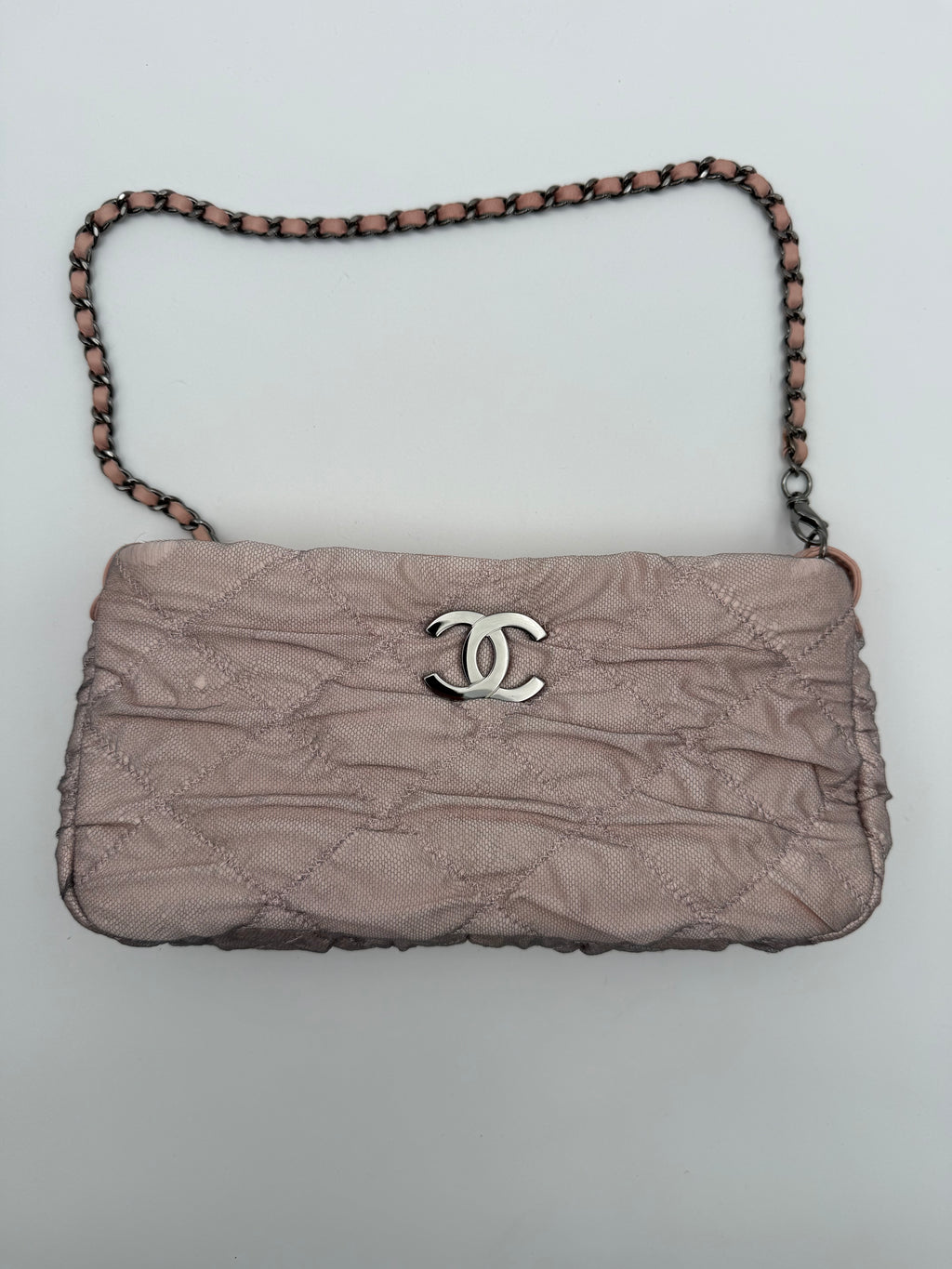 Chanel Borsa Matelassè Plissè in Tessuto Rosa Cipria