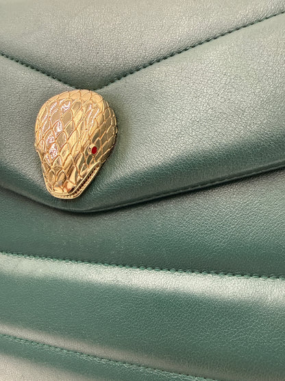 Bulgari Serpenti Borsa Reverse in Pelle di Vitello Smeraldo