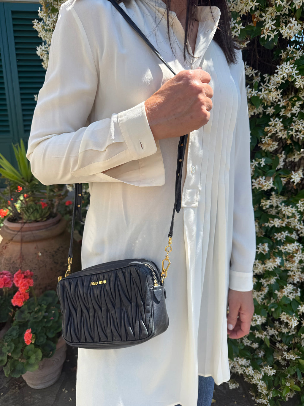 Borsa tracolla  Camera Miumiu in Pelle Matelassè Nera