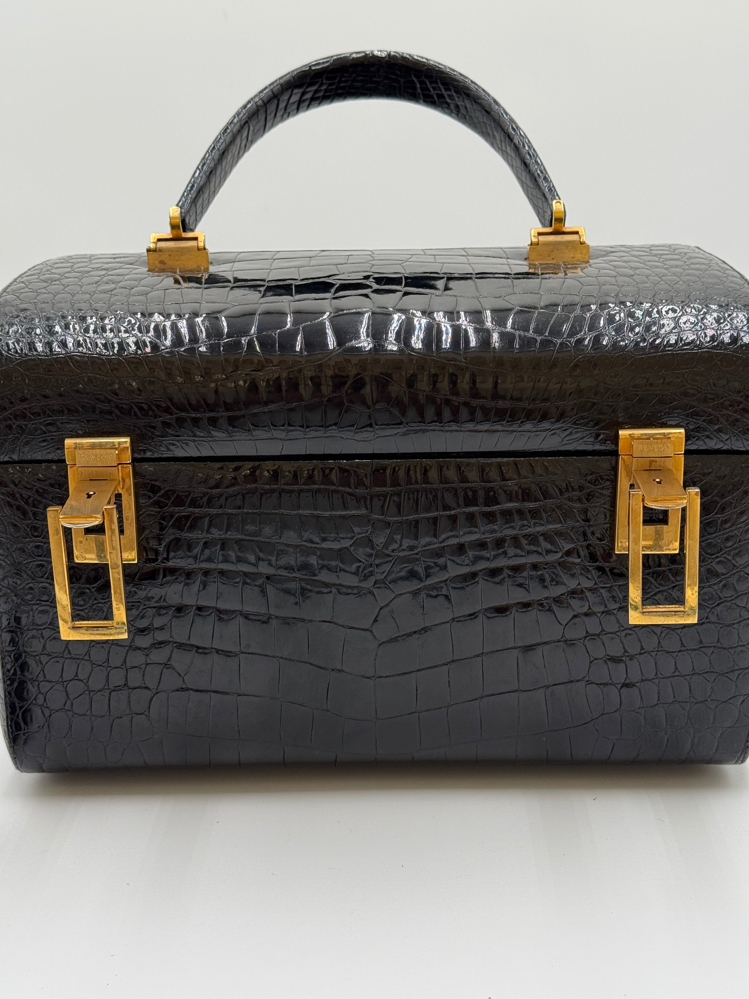 Beauty Casa Vintage  Revlon in Pelle di Coccodrillo Nero