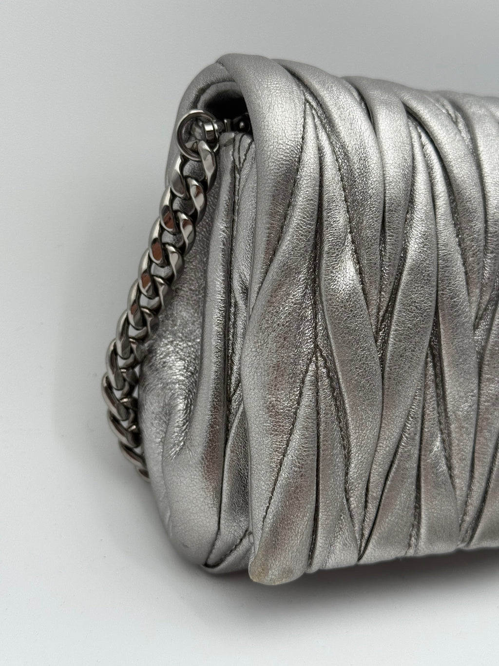 Borsa tracolla Matelassè in Pelle Argento