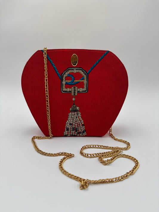 Cartier Borsa Vintage tracolla  Seta  C Seide con catena oro e decortazioni Gioiello