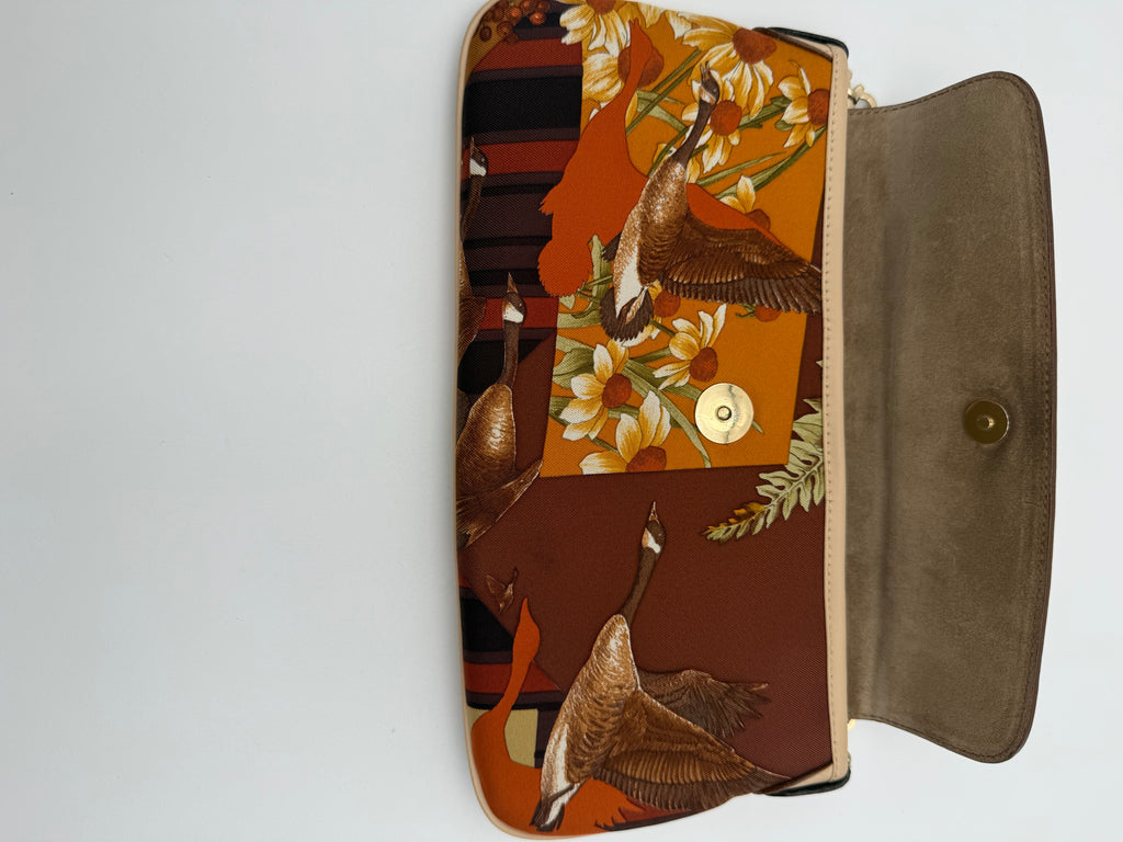 Salvatore Ferragamo borsa a spalla in seta con Stampa Fluviale e dettagli in pelle Vintage