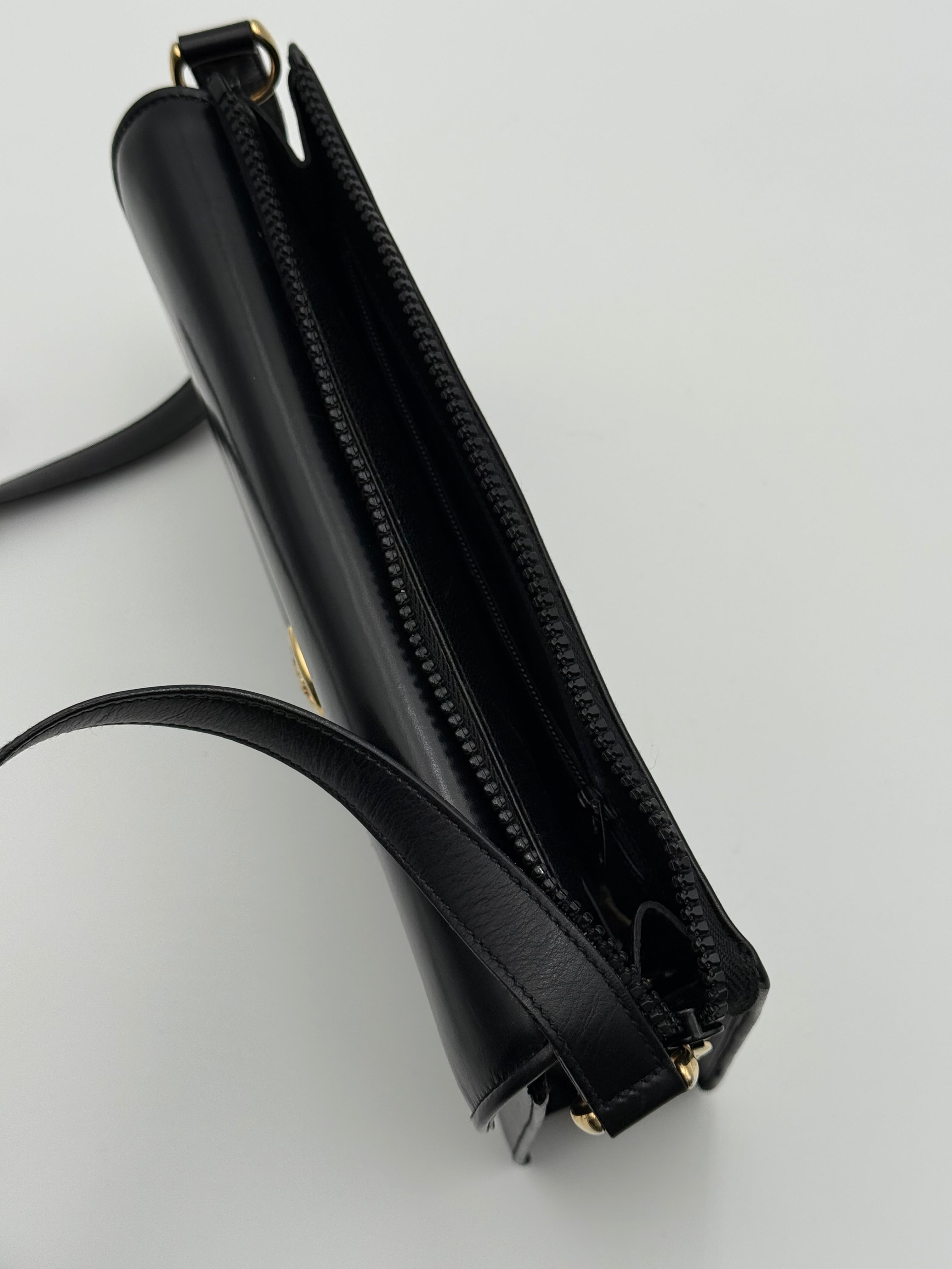 Céline - Borsa a Tracolla Vintage in Pelle Nera con Logo Triomphe