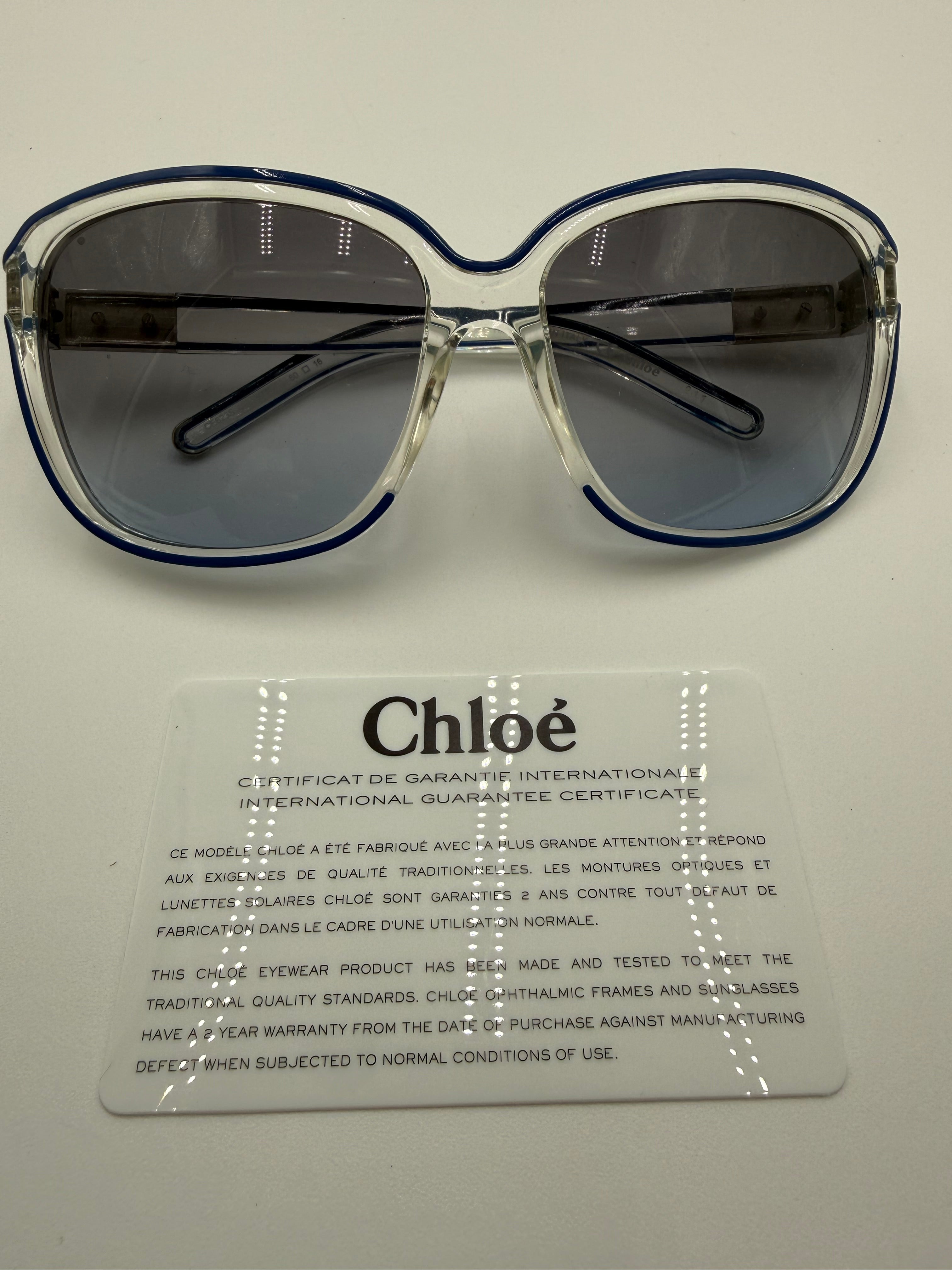 Occhiali da Sole Vintage Chloé – Oversize Translucido con Profilo Blu