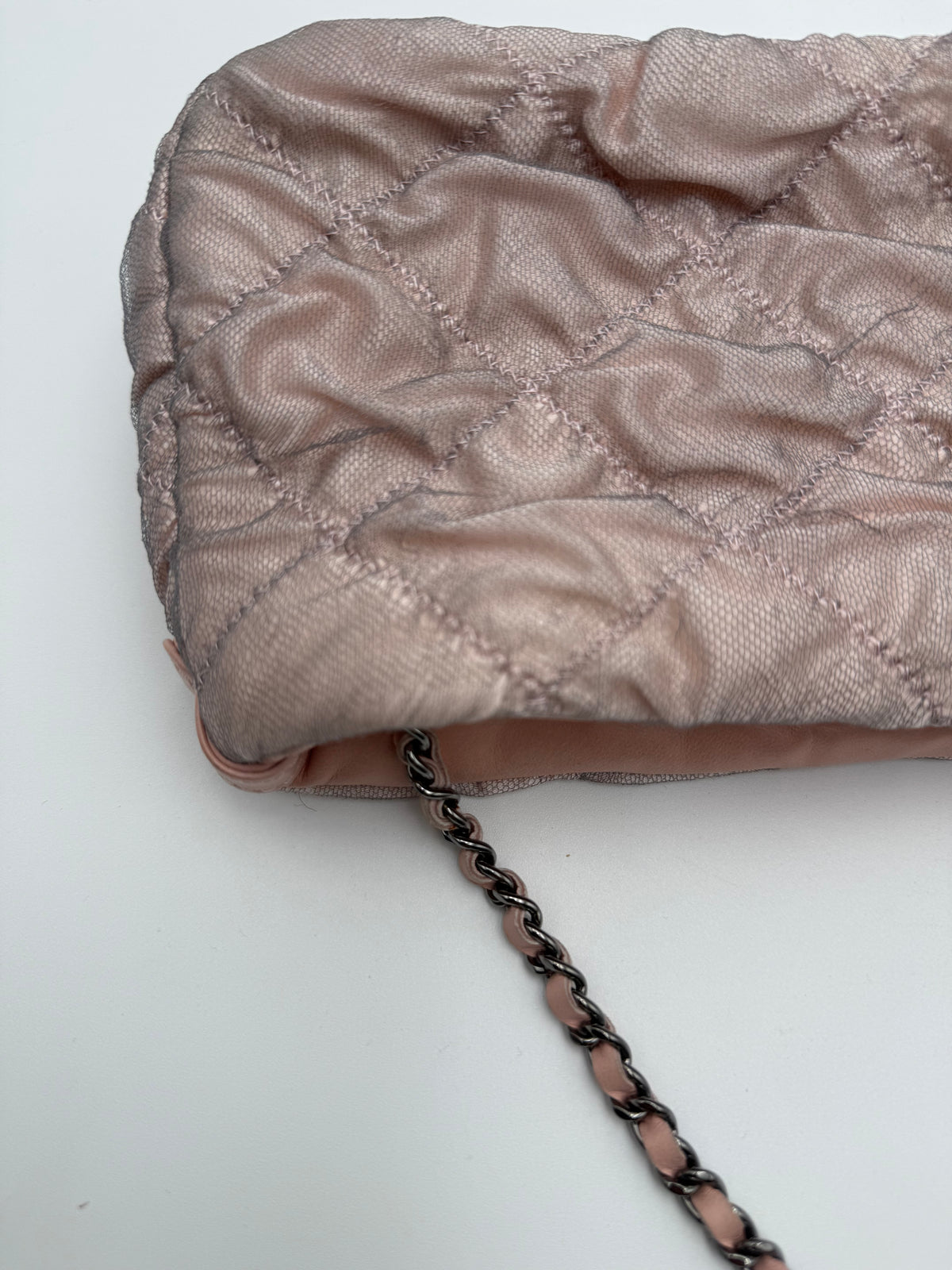 Chanel Borsa Matelassè Plissè in Tessuto Rosa Cipria