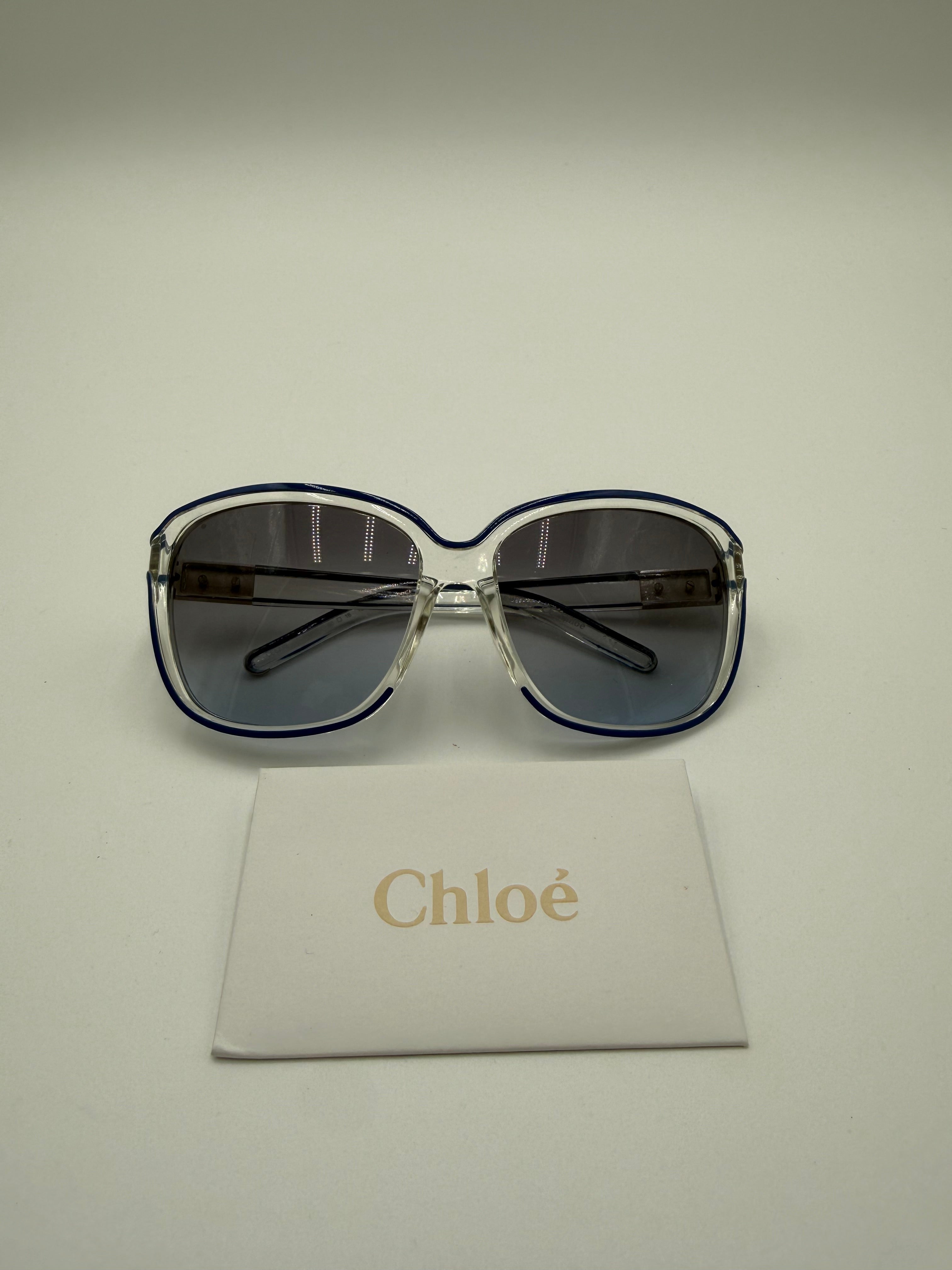 Occhiali da Sole Vintage Chloé – Oversize Translucido con Profilo Blu