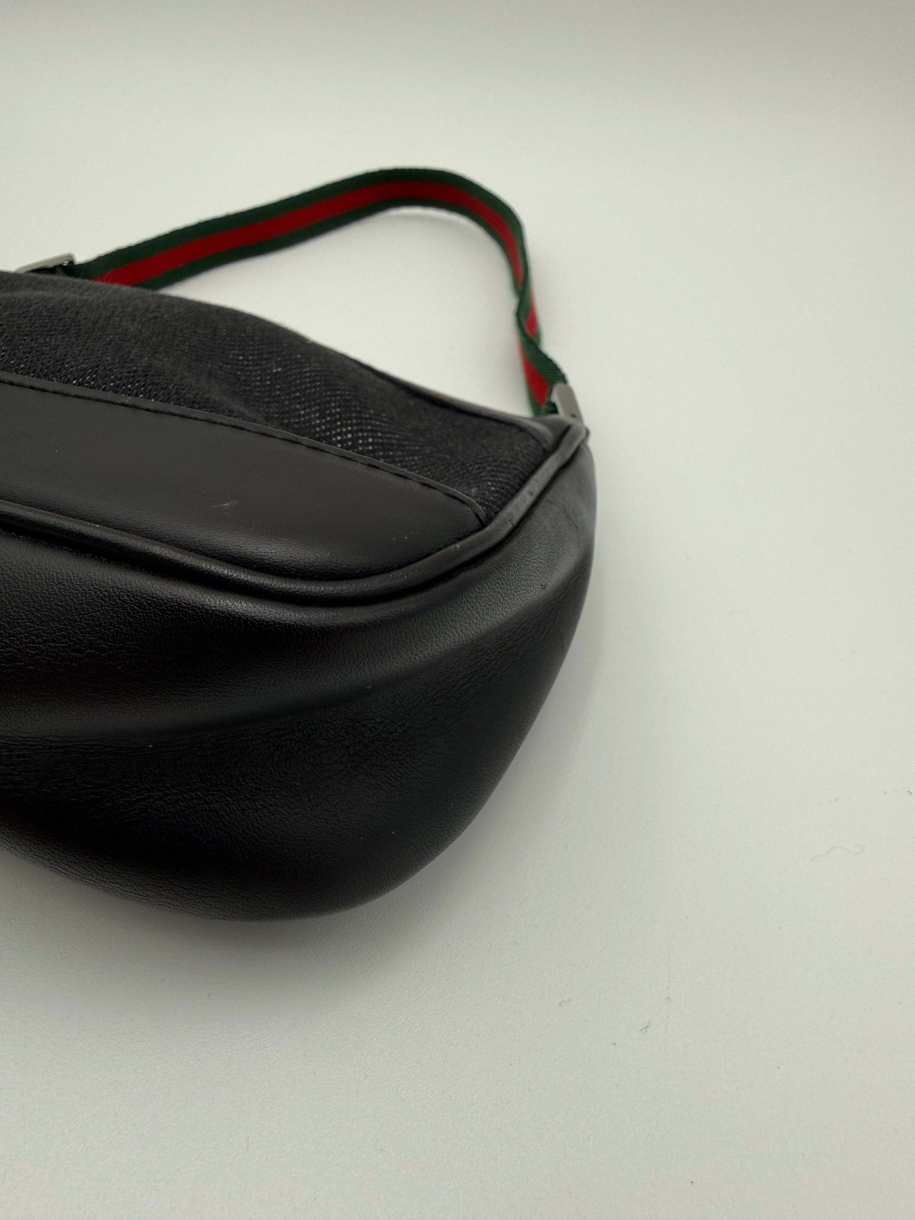 Gucci Borsa  a spalla  GG in Denim Nera e tracolla Web