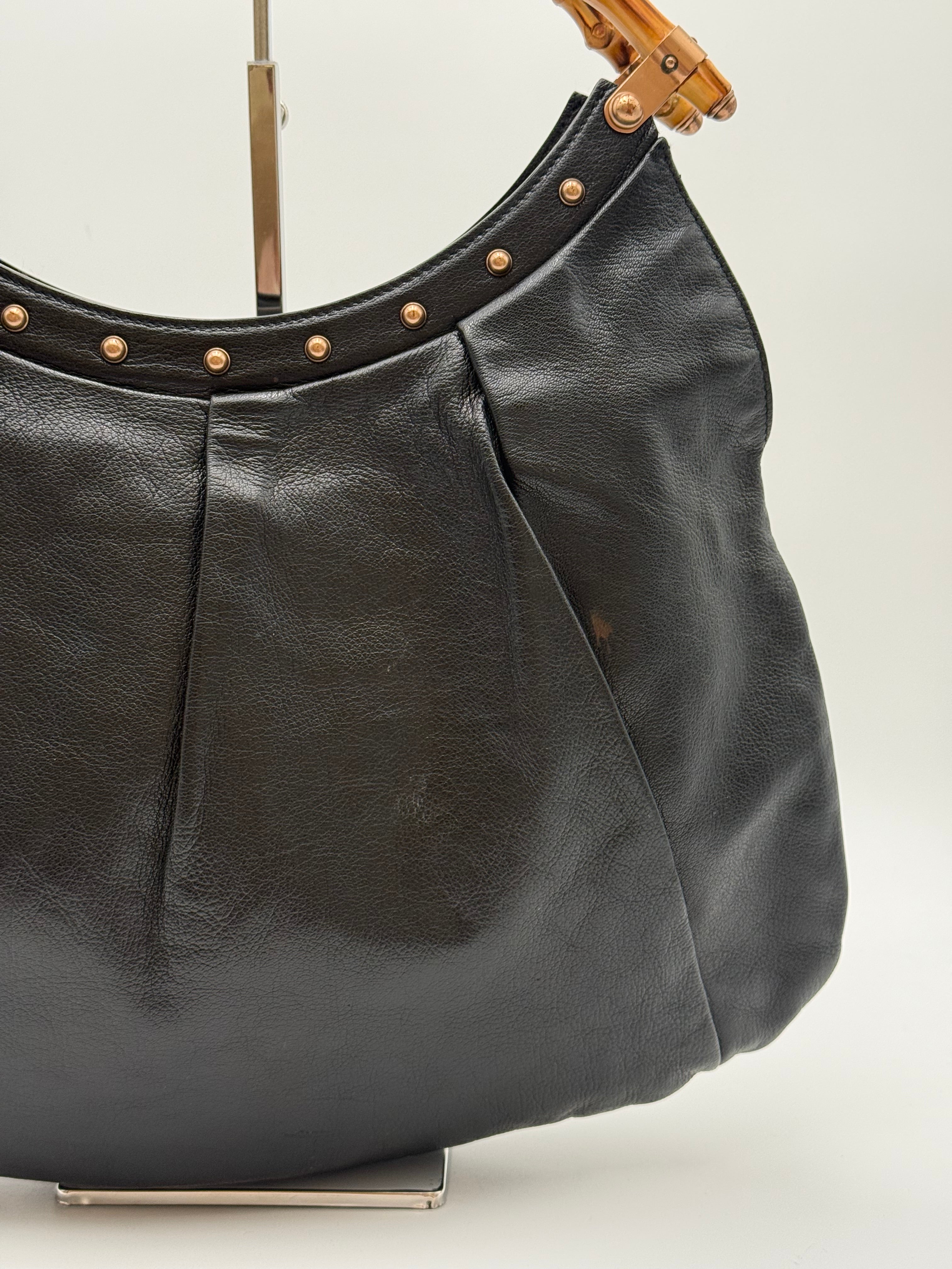 Gucci Borsa Hobo Bamboo  Vintage Tom Ford in Pelle Nera
