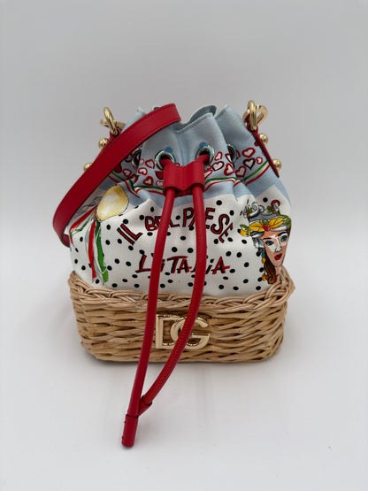 Dolce e Gabbana Borsa a Secchiello Limited Edition Canvas Multicolore