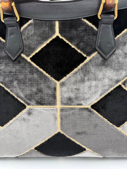 Gucci Diana in Velluto  a Rombi Nero e Grigio