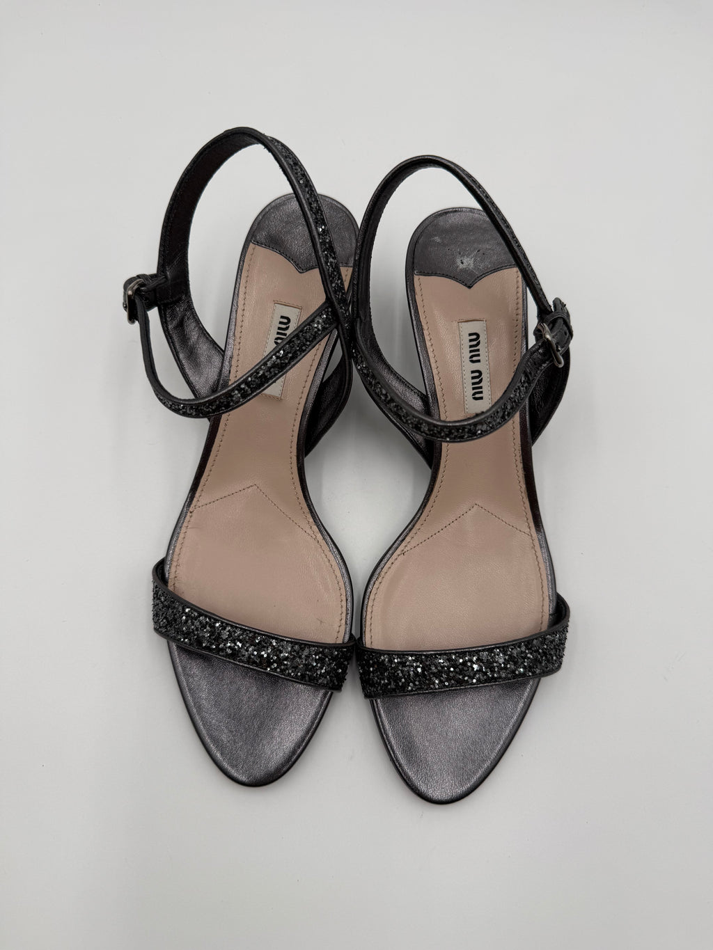 Sandali in Pelle Metallizzata e Glitter