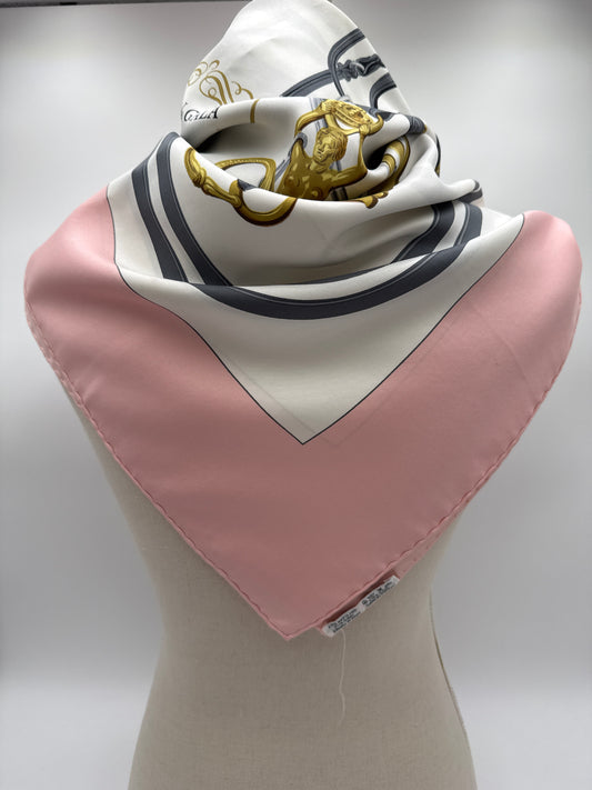 Hermés Foulard Vintage di seta carrè Rosa "Brides de Gala"