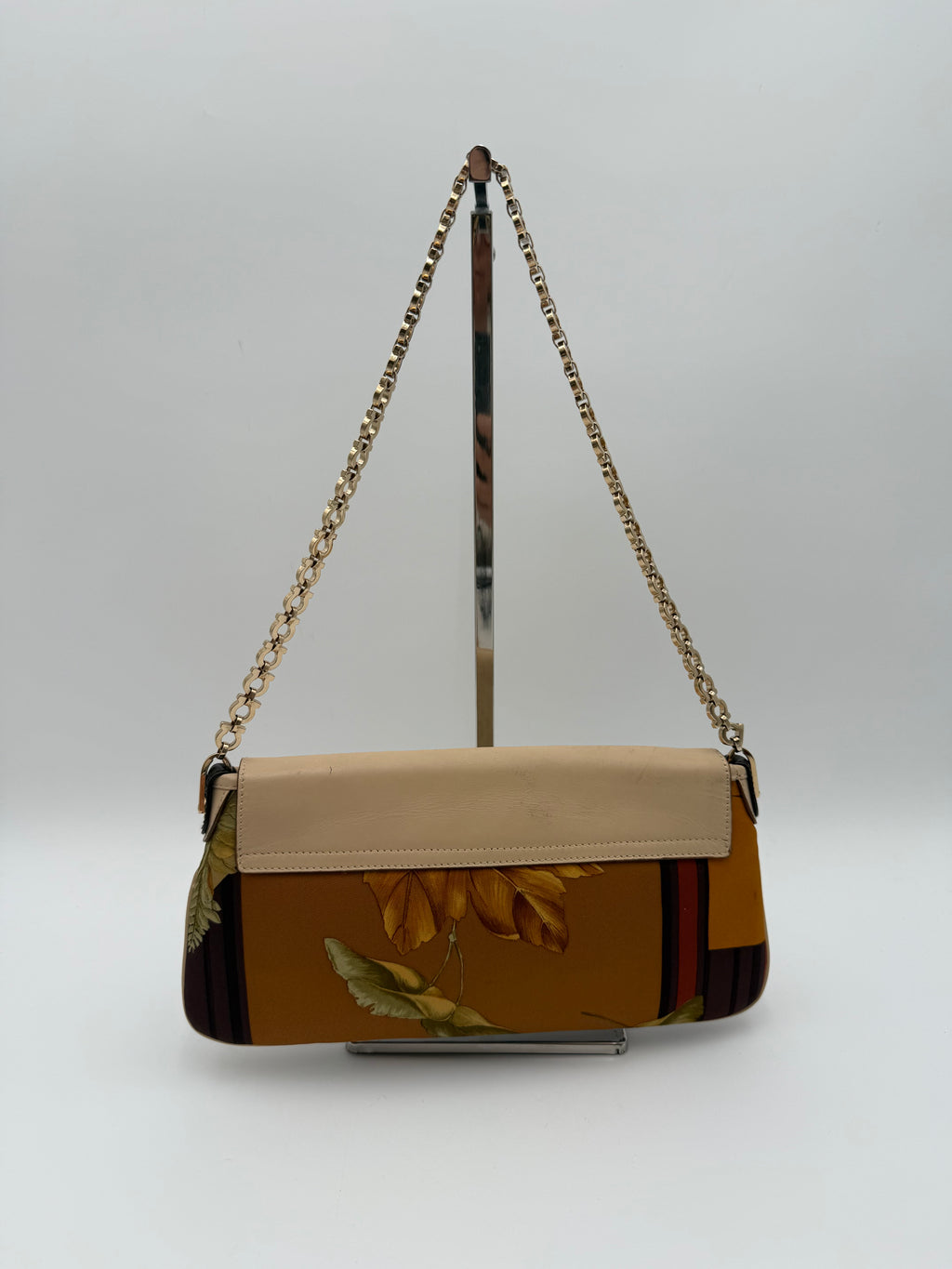 Salvatore Ferragamo borsa a spalla in seta con Stampa Fluviale e dettagli in pelle Vintage