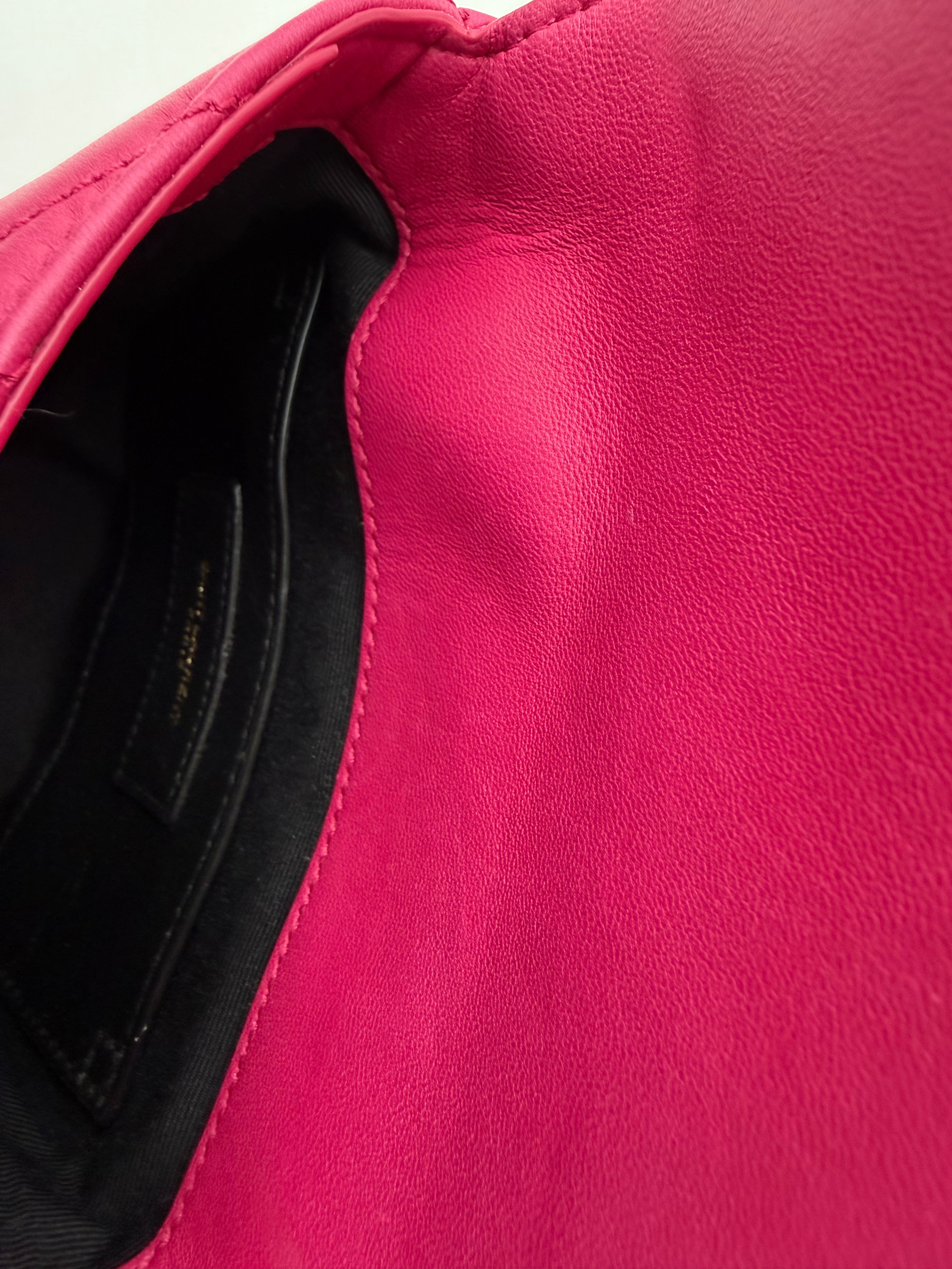Borsa a Tracolla Saint Laurent Monogram Matelassé in Pelle Fucsia