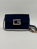 Gucci Broadway in velluto Blu con Fibbia G in Cristalli
