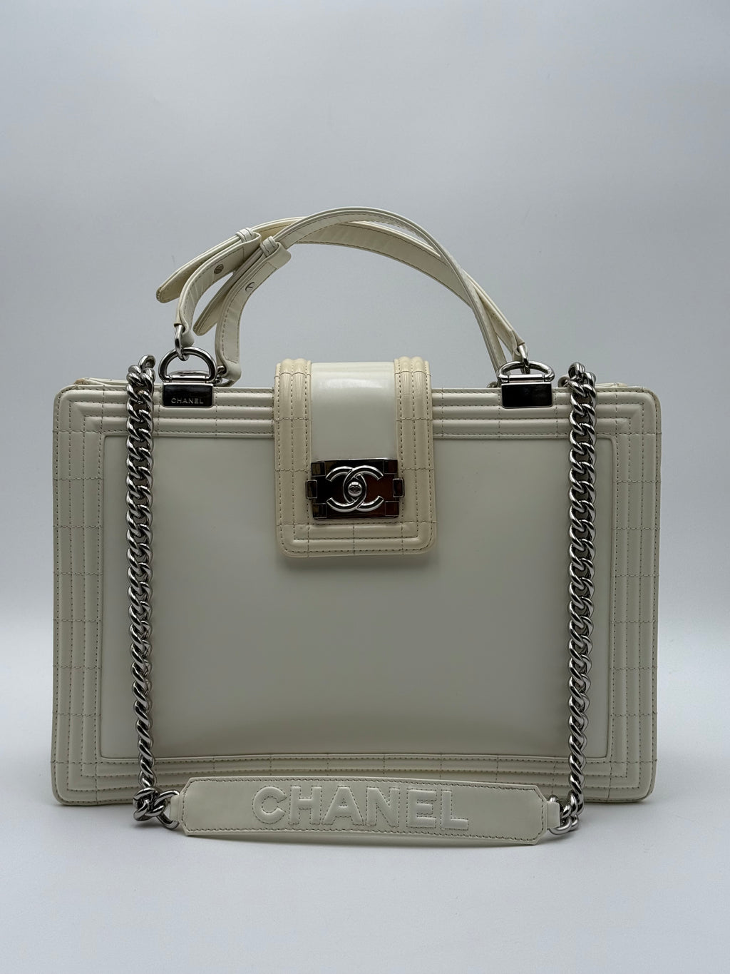 Borsa Chanel Boy Tote in pelle Bianca Edizione Limitata