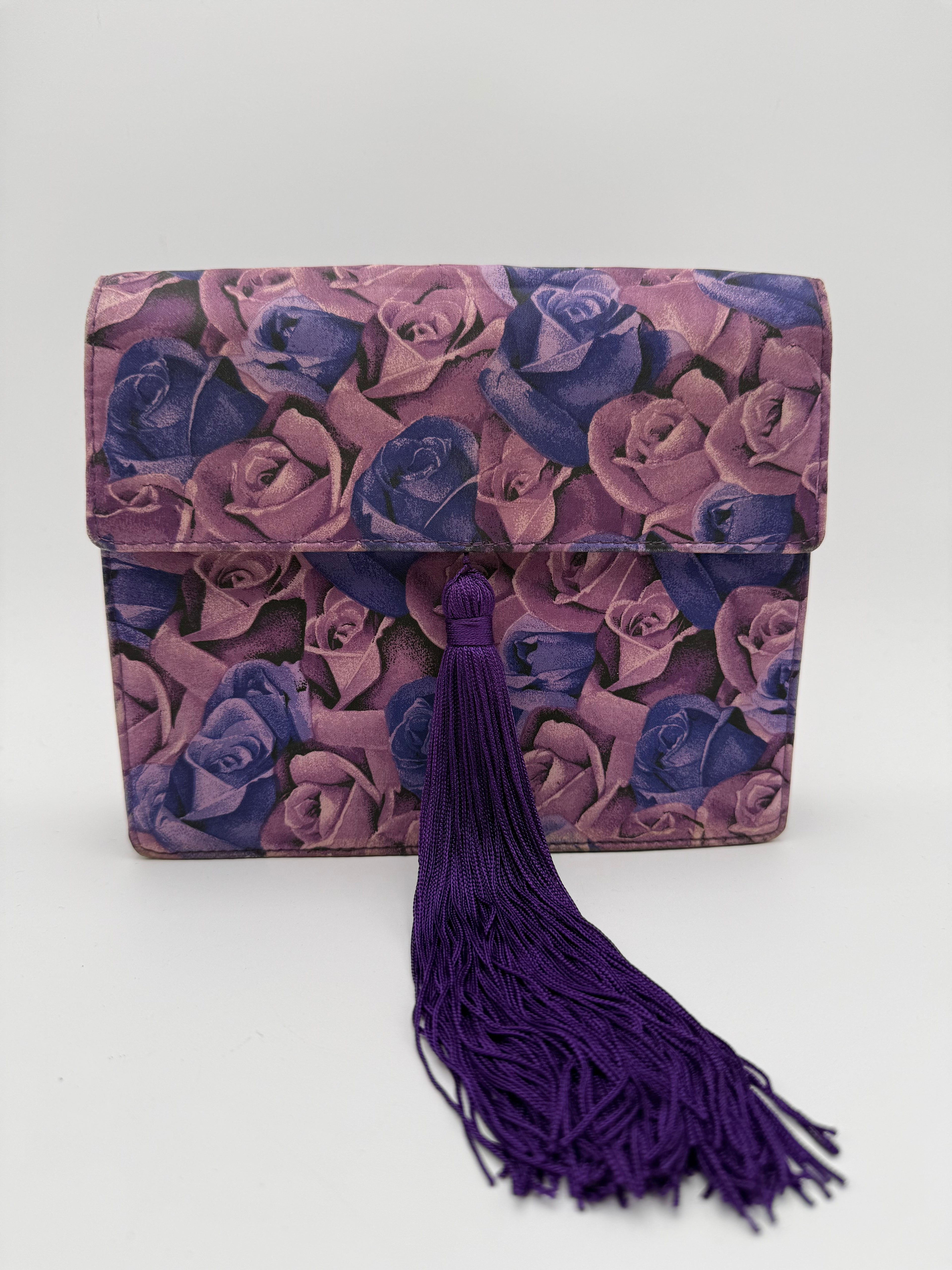 Gianni Versace Pochette Vintage in Tessuto Stampa Rose Viola