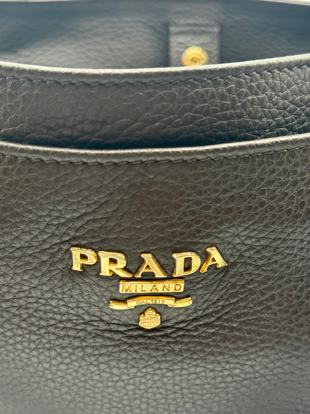 Borsa Tote Prada in pelle di Vitello Martellata Marrone