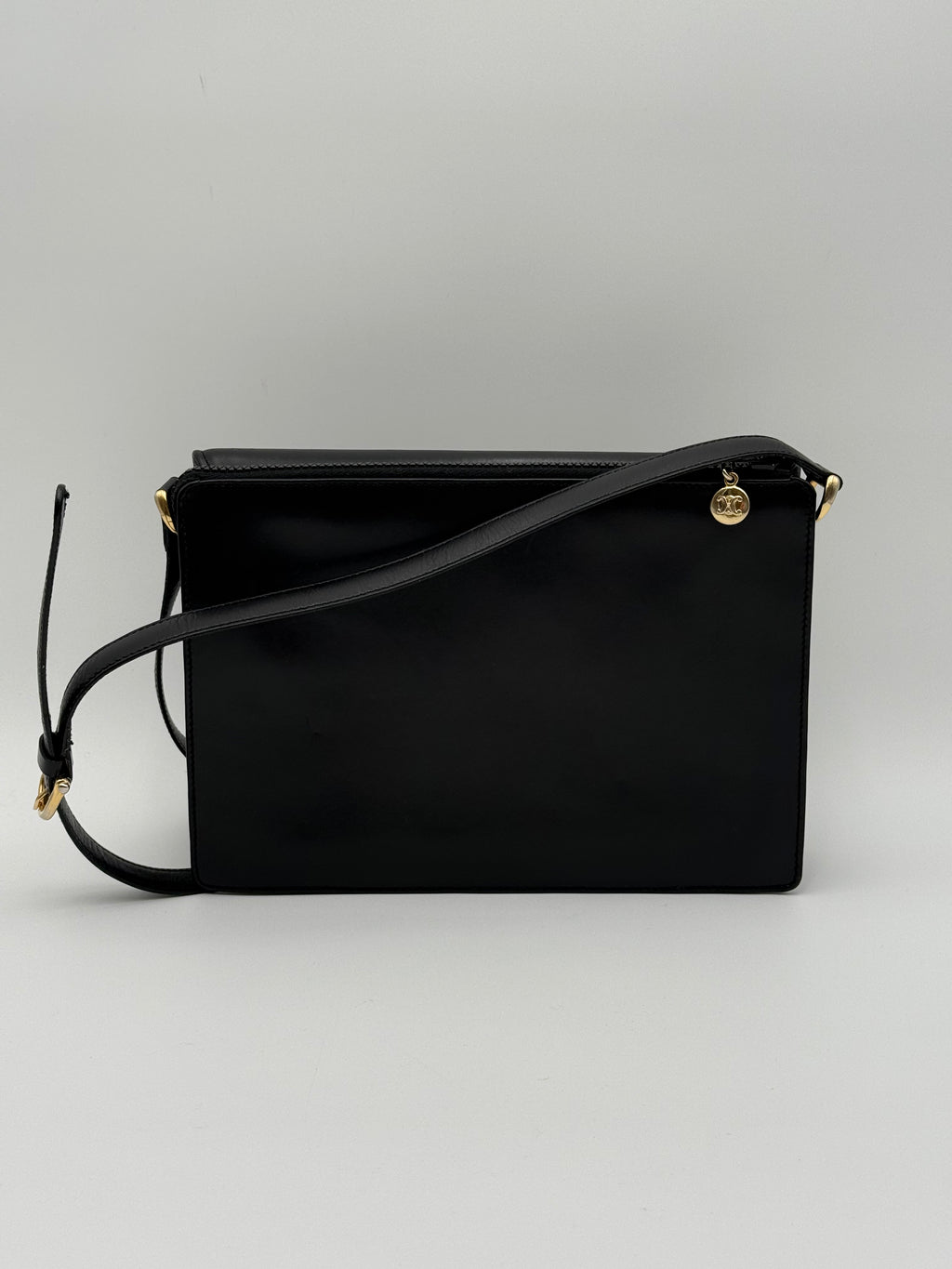 Céline - Borsa a Tracolla Vintage in Pelle Nera con Logo Triomphe