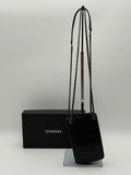 Chanel vintage black leather phone holder