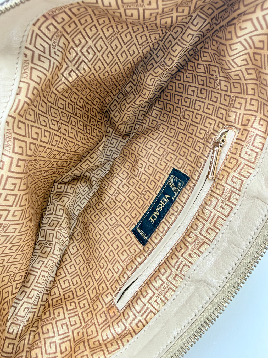 Versace Borsa Vintage  Repeat in Pelle oro Metallizzata