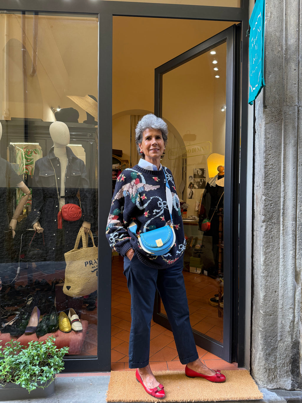Borsa Fendi Moonlight blu Avio in Pelle di Vitello con inserti di Avorio