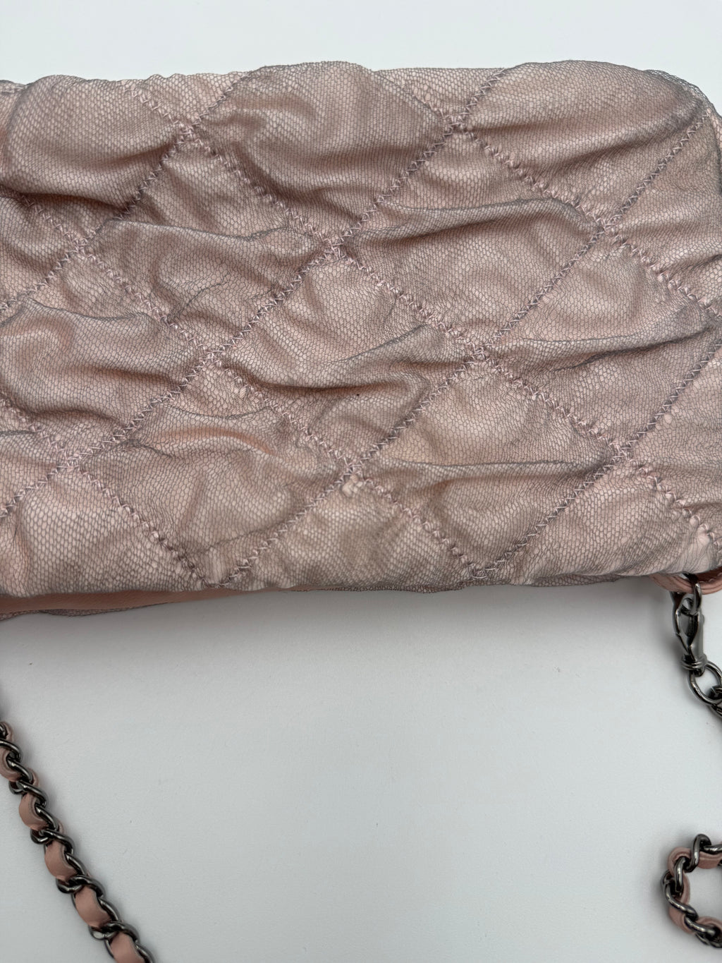 Chanel Borsa Matelassè Plissè in Tessuto Rosa Cipria