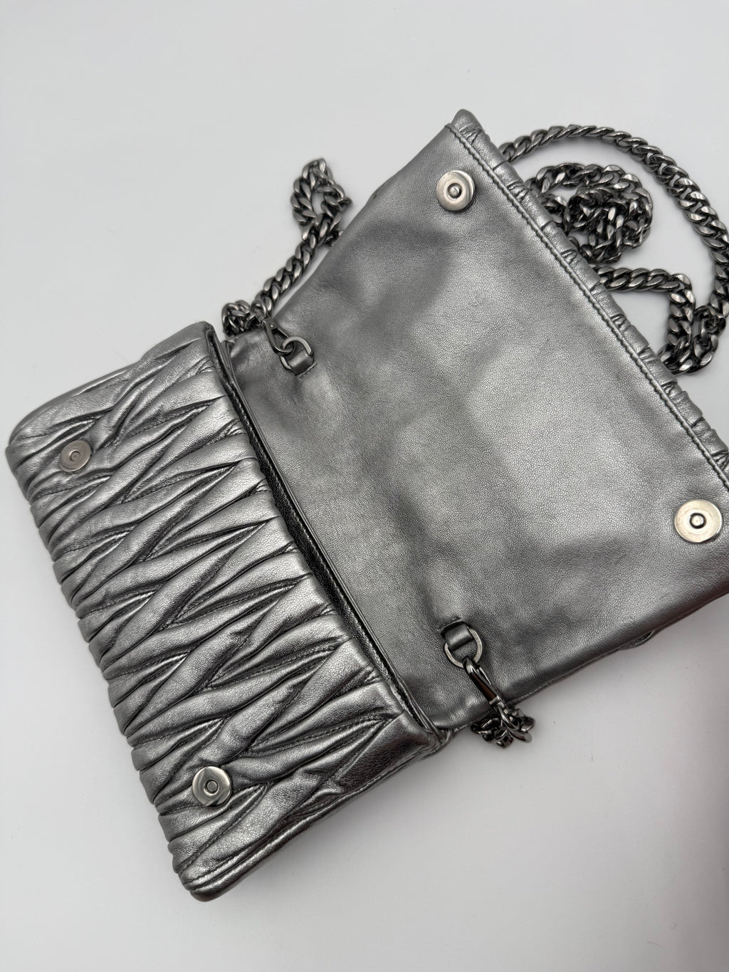 Borsa tracolla Matelassè in Pelle Argento