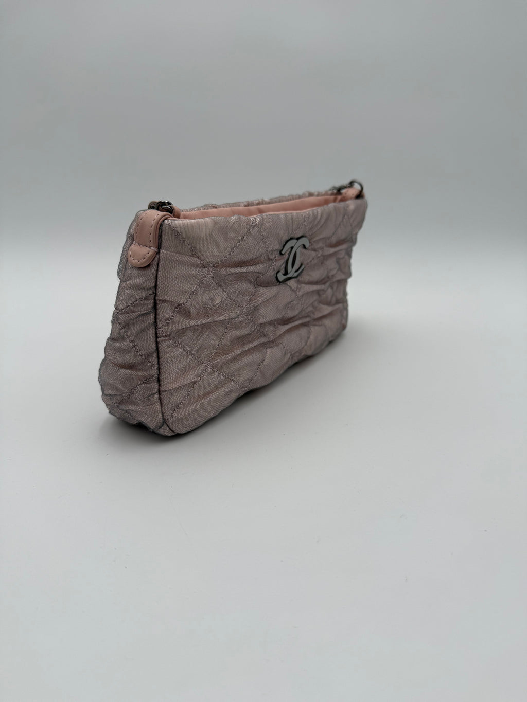 Chanel Borsa Matelassè Plissè in Tessuto Rosa Cipria