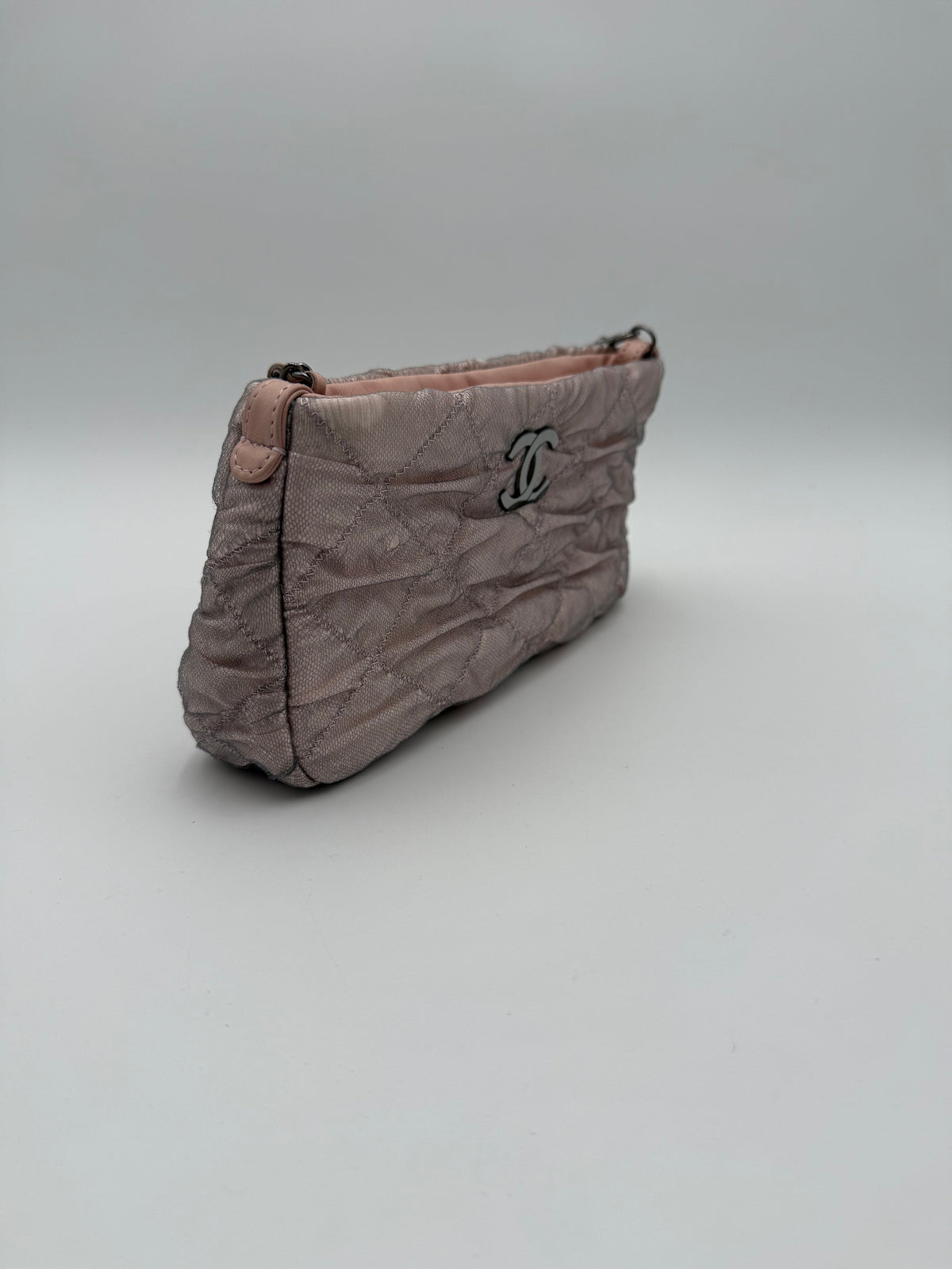 Chanel Borsa Matelassè Plissè in Tessuto Rosa Cipria