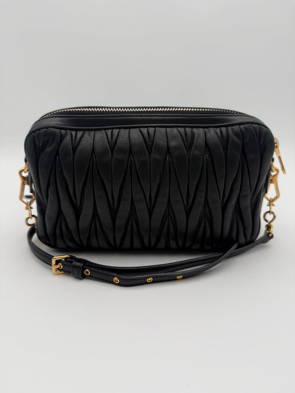 Borsa tracolla  Camera Miumiu in Pelle Matelassè Nera