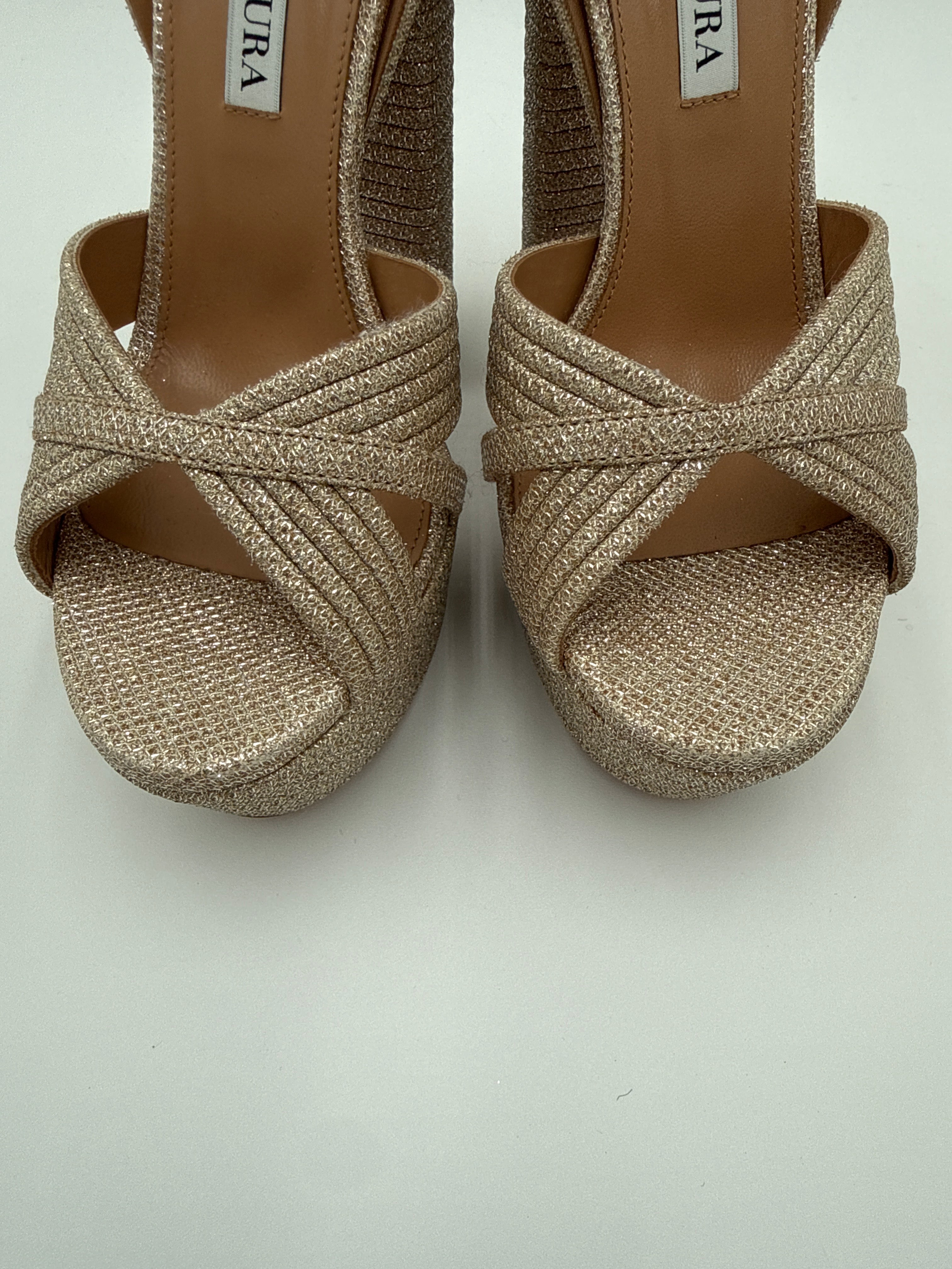 Aquazzurra Sandali Glitter Dorati Aquazzurra