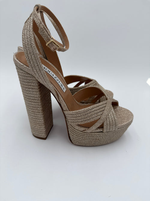 Aquazzurra Sandali Glitter Dorati Aquazzurra