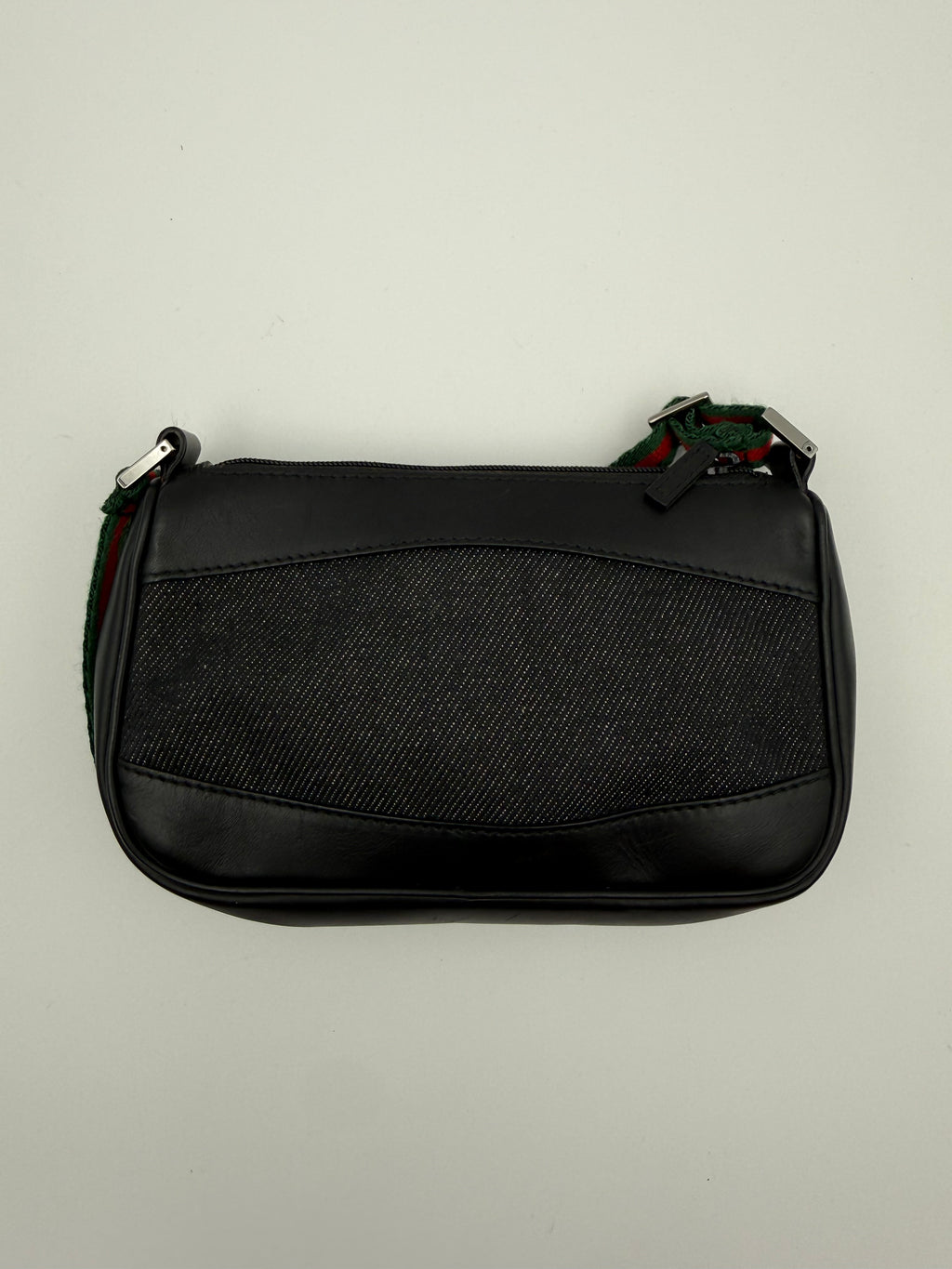 Gucci Borsa  a spalla  GG in Denim Nera e tracolla Web