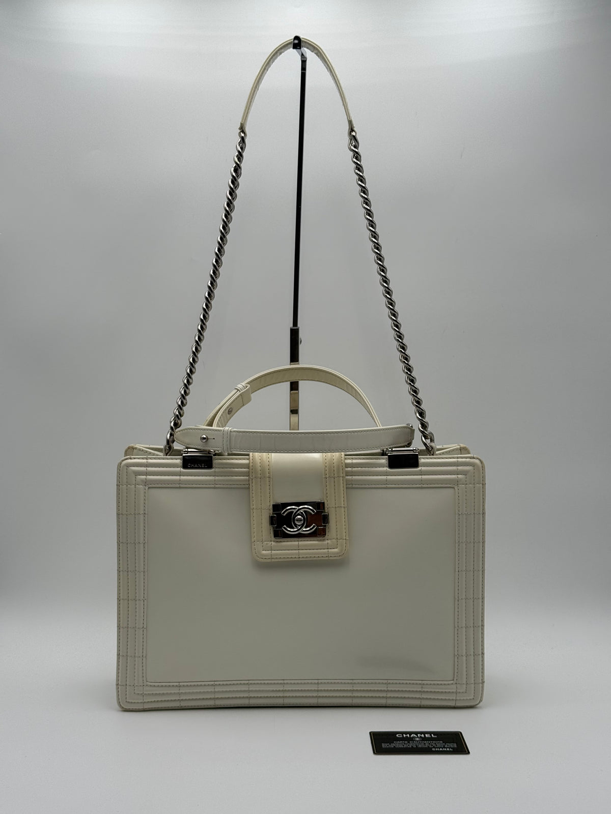 Borsa Chanel Boy Tote in pelle Bianca Edizione Limitata