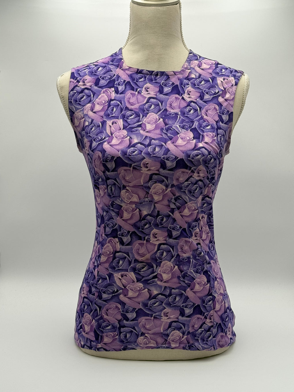Versace Maglia Vintage in Viscosa Stampa Rose Viola