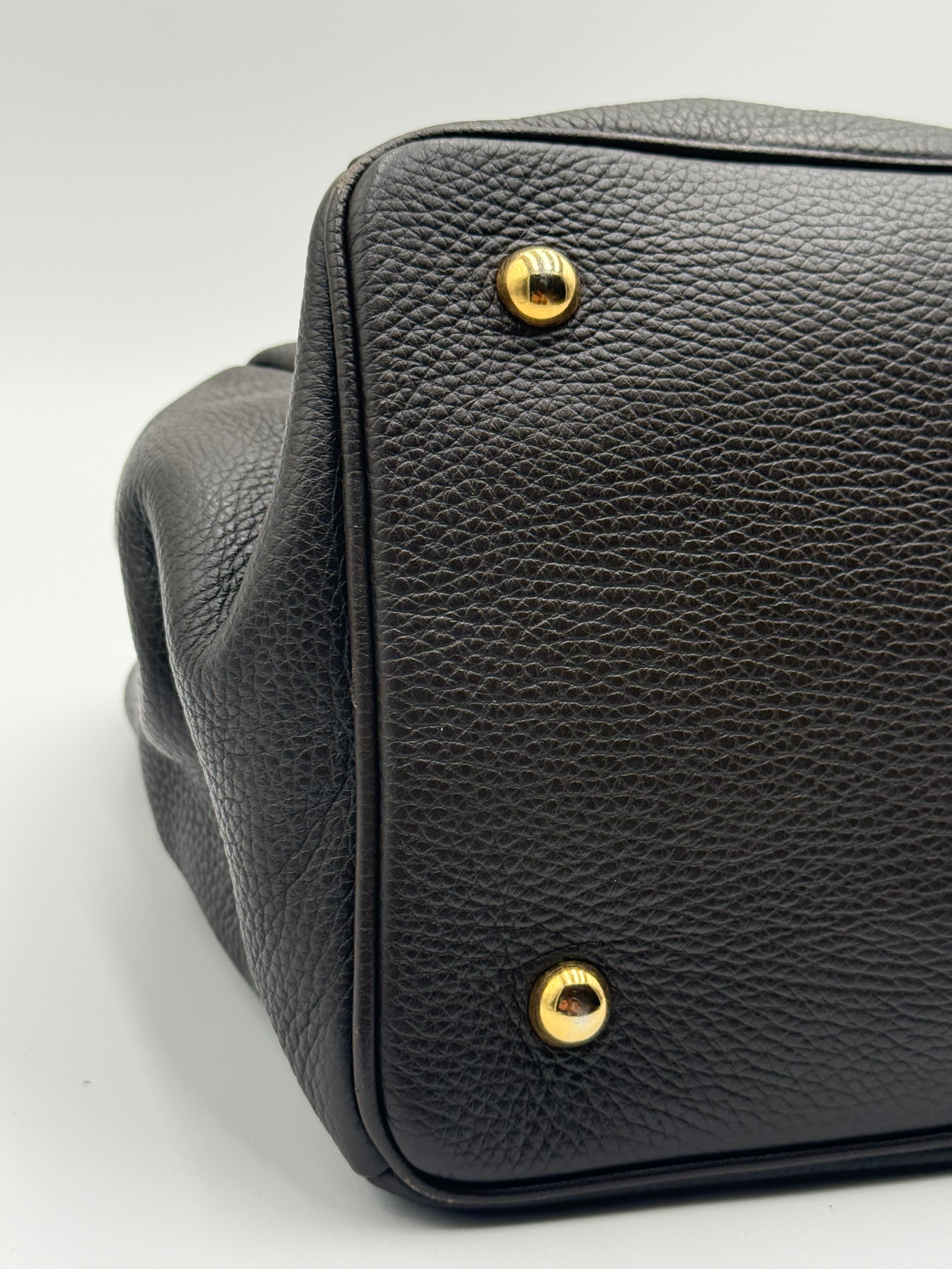 Borsa Tote Prada in pelle di Vitello Martellata Marrone