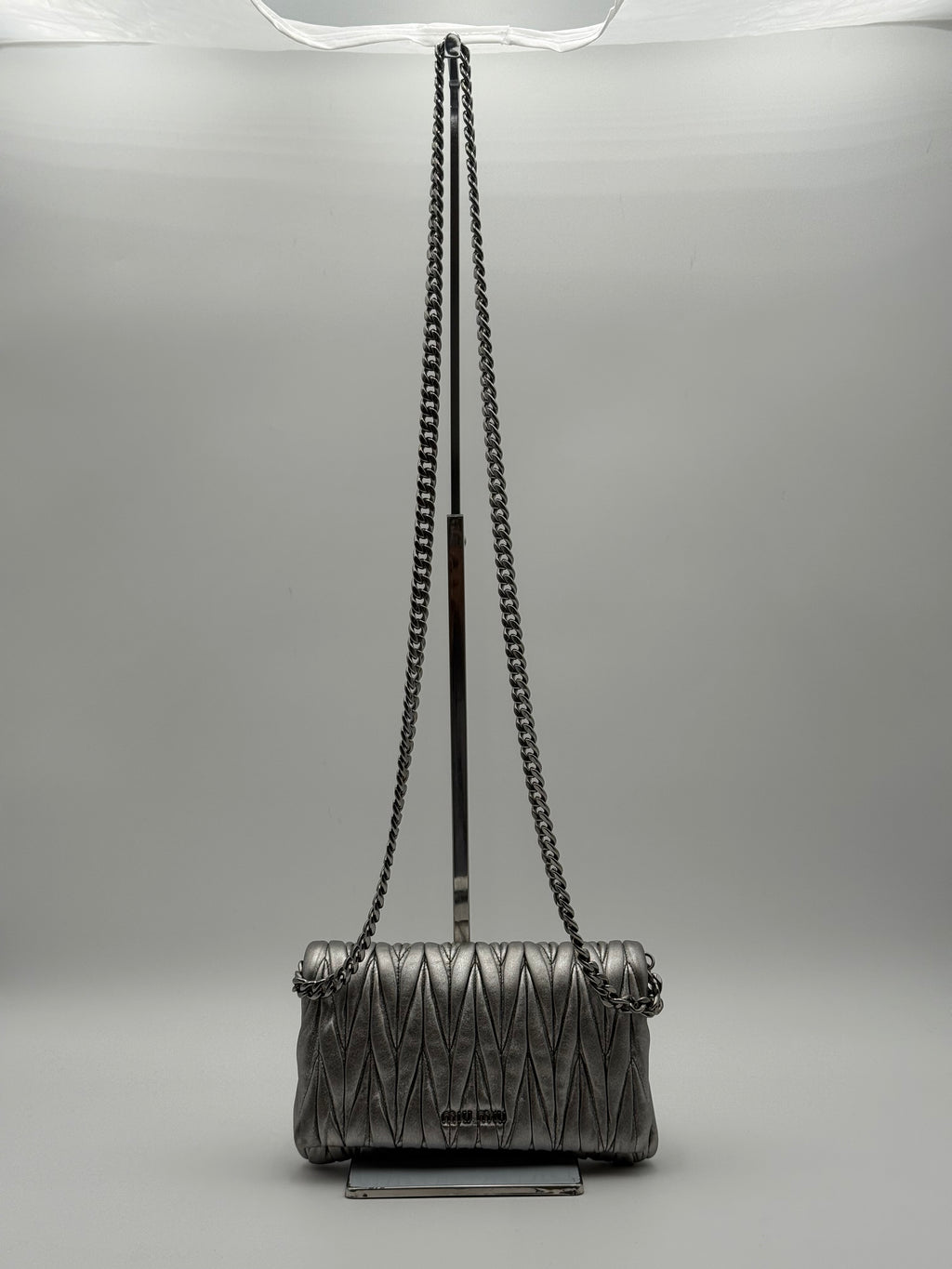 Borsa tracolla Matelassè in Pelle Argento