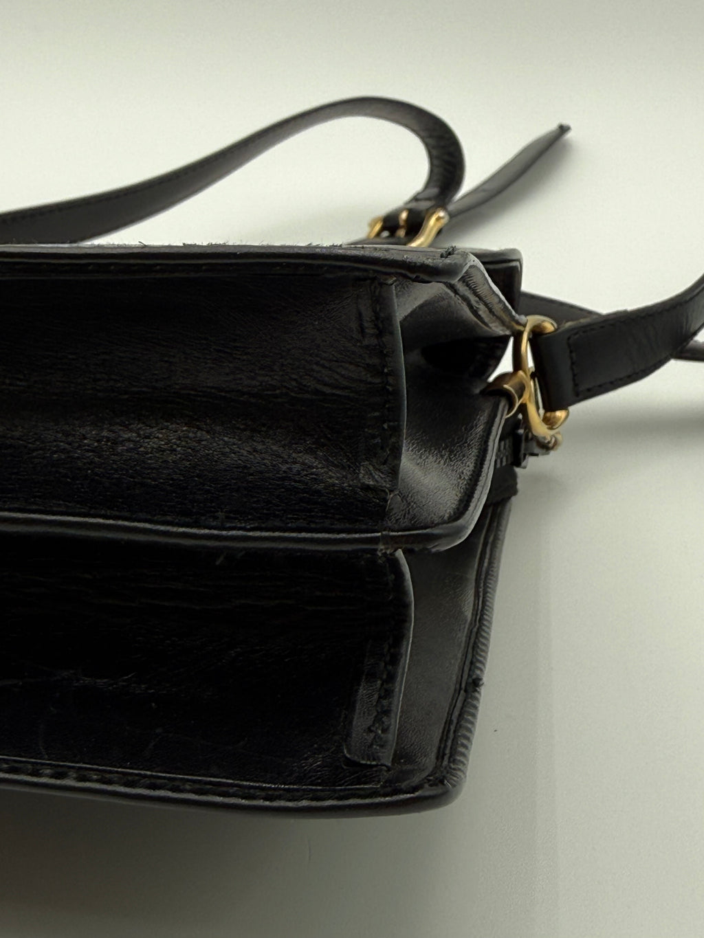 Céline - Borsa a Tracolla Vintage in Pelle Nera con Logo Triomphe