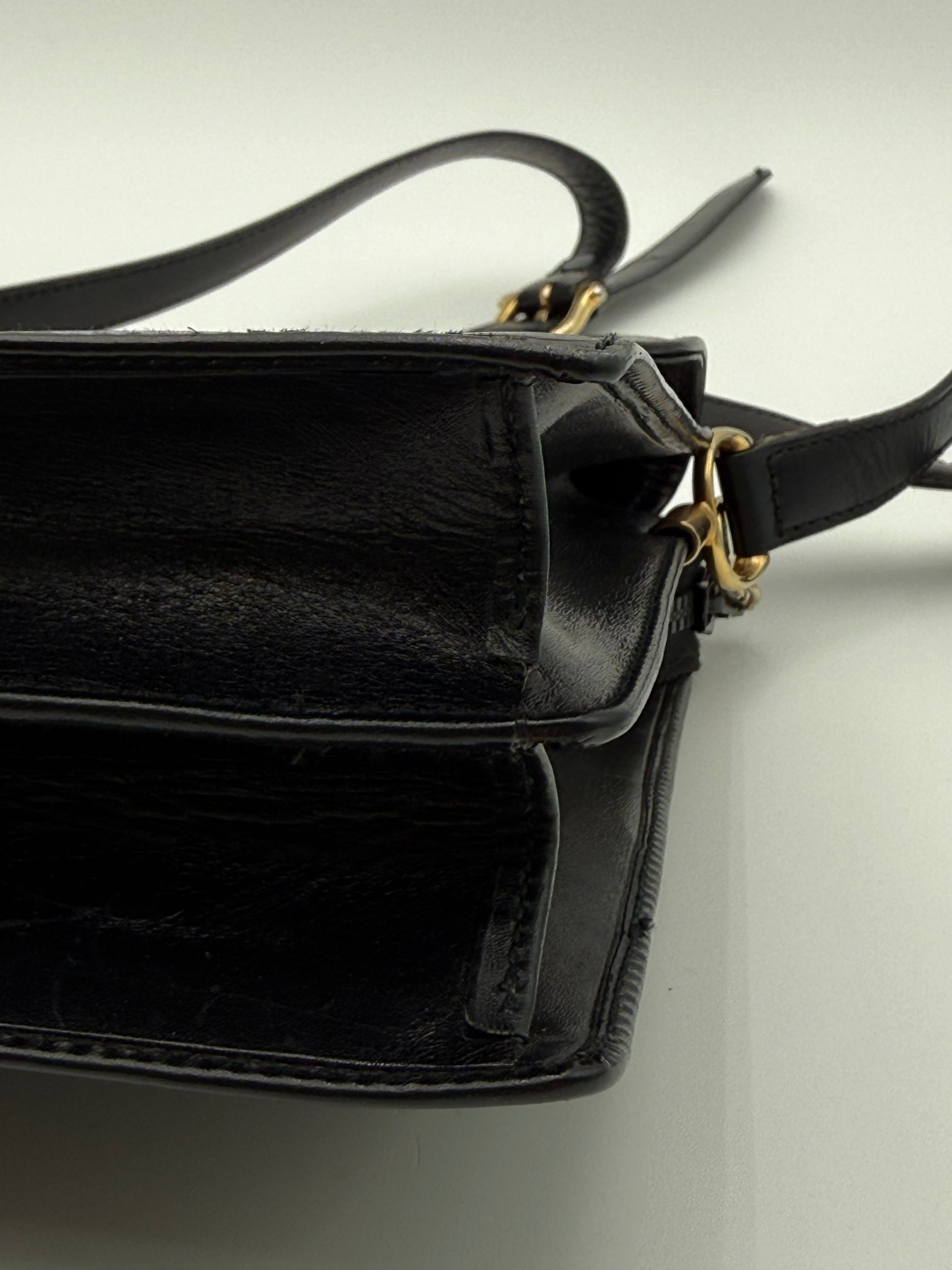 Céline - Borsa a Tracolla Vintage in Pelle Nera con Logo Triomphe