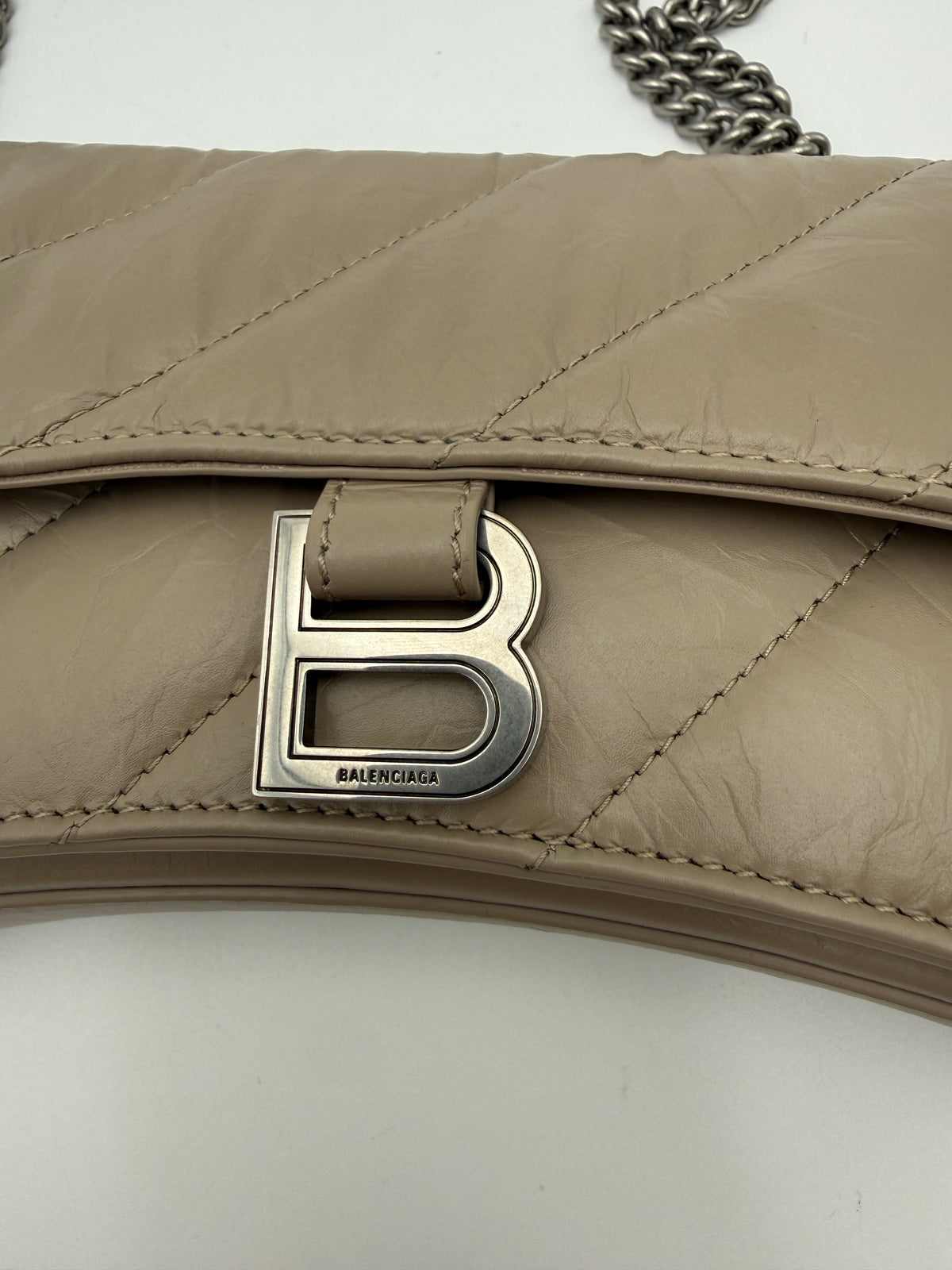 Balenciaga Borsa a Tracolla Crush Mini In Pelle di Agnello Beige